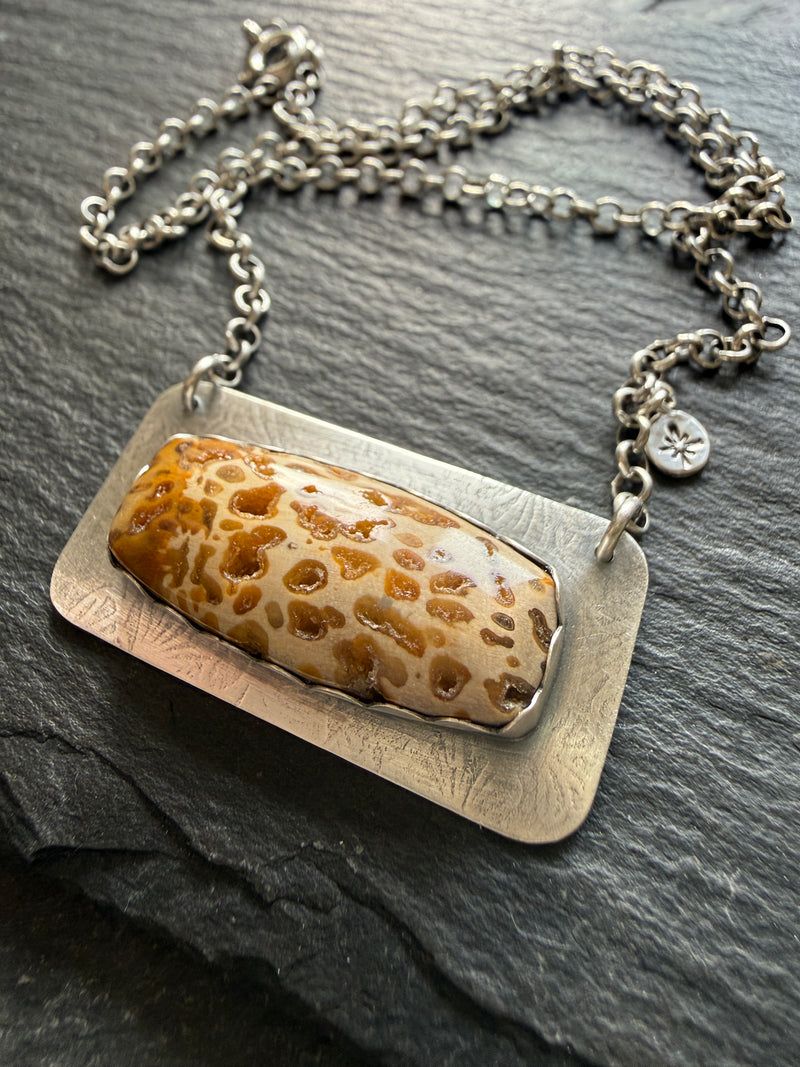 Fossilised Palm Root Pendant, handmade in the Netherlands