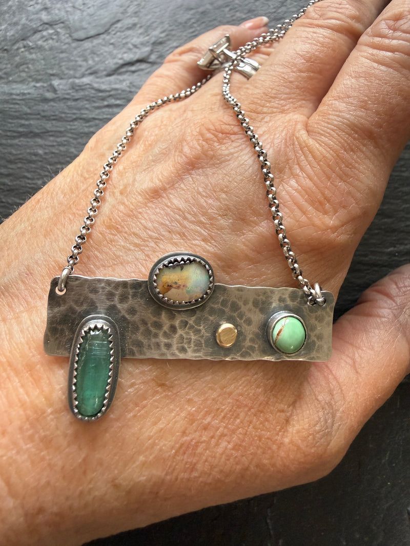 Multi Stone Bar Necklace, handmade in the Netherlands