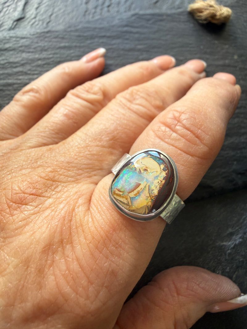 Yowah Nut Opal Ring, handmade in the Netherlands