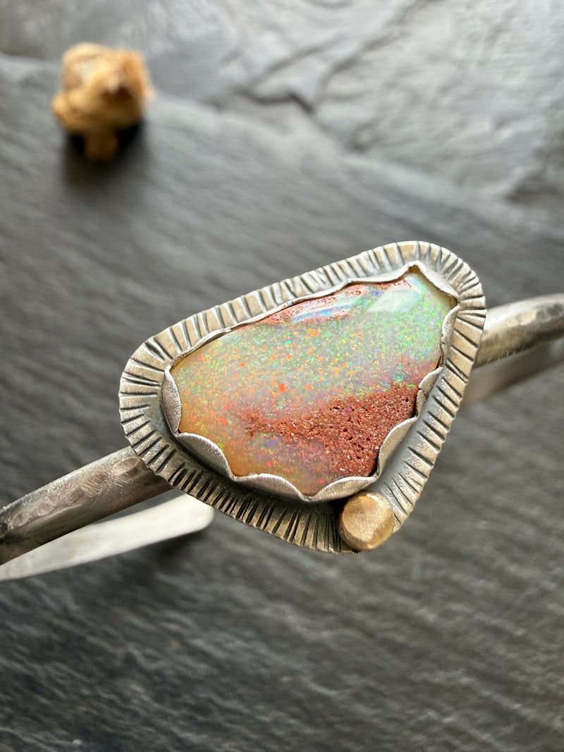 Open Opal Bangle Bracelet, handmade in the Netherlands