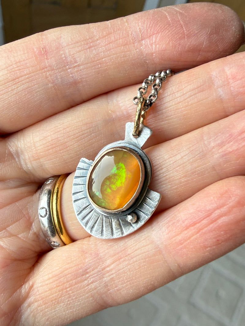 Orange Boulder Opal Necklace, handmade in the Netherlands