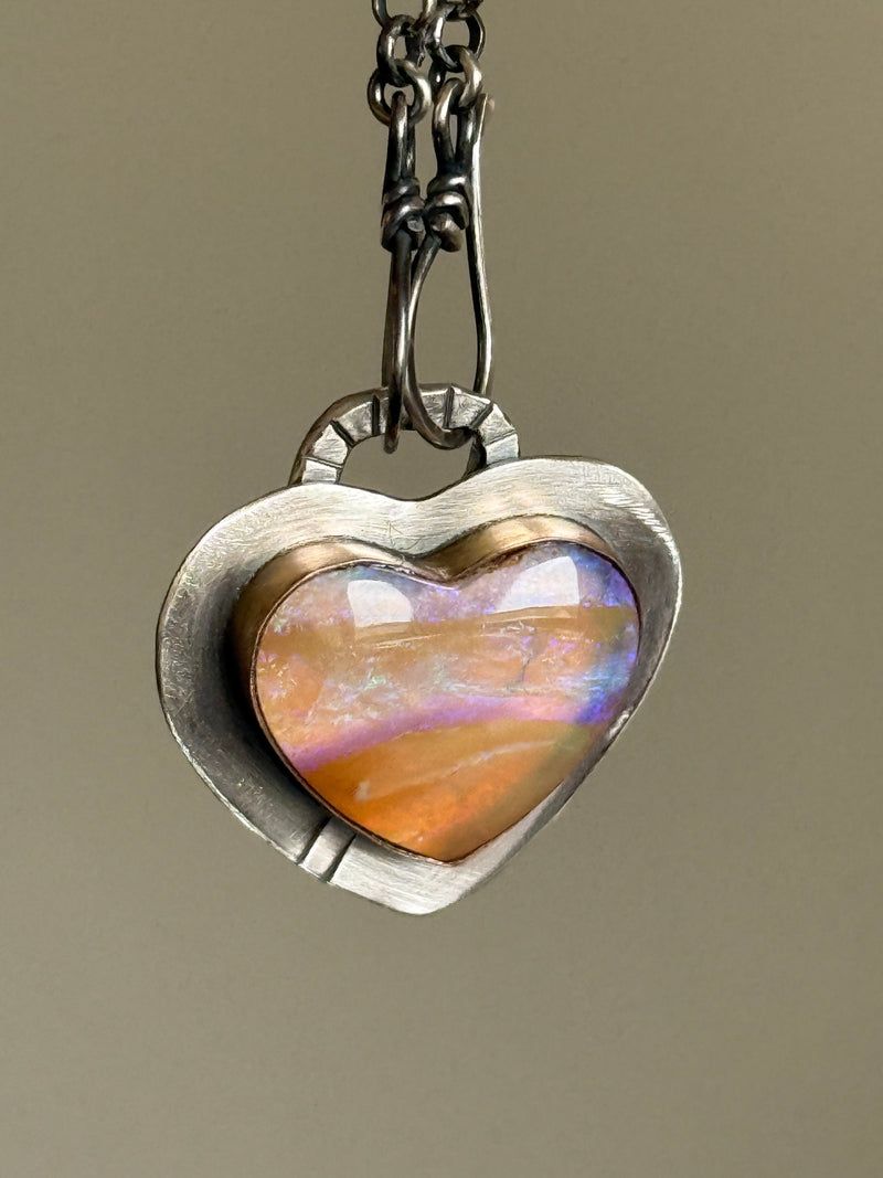 Purple and Peach Heart Pendant, handmade in the Netherlands