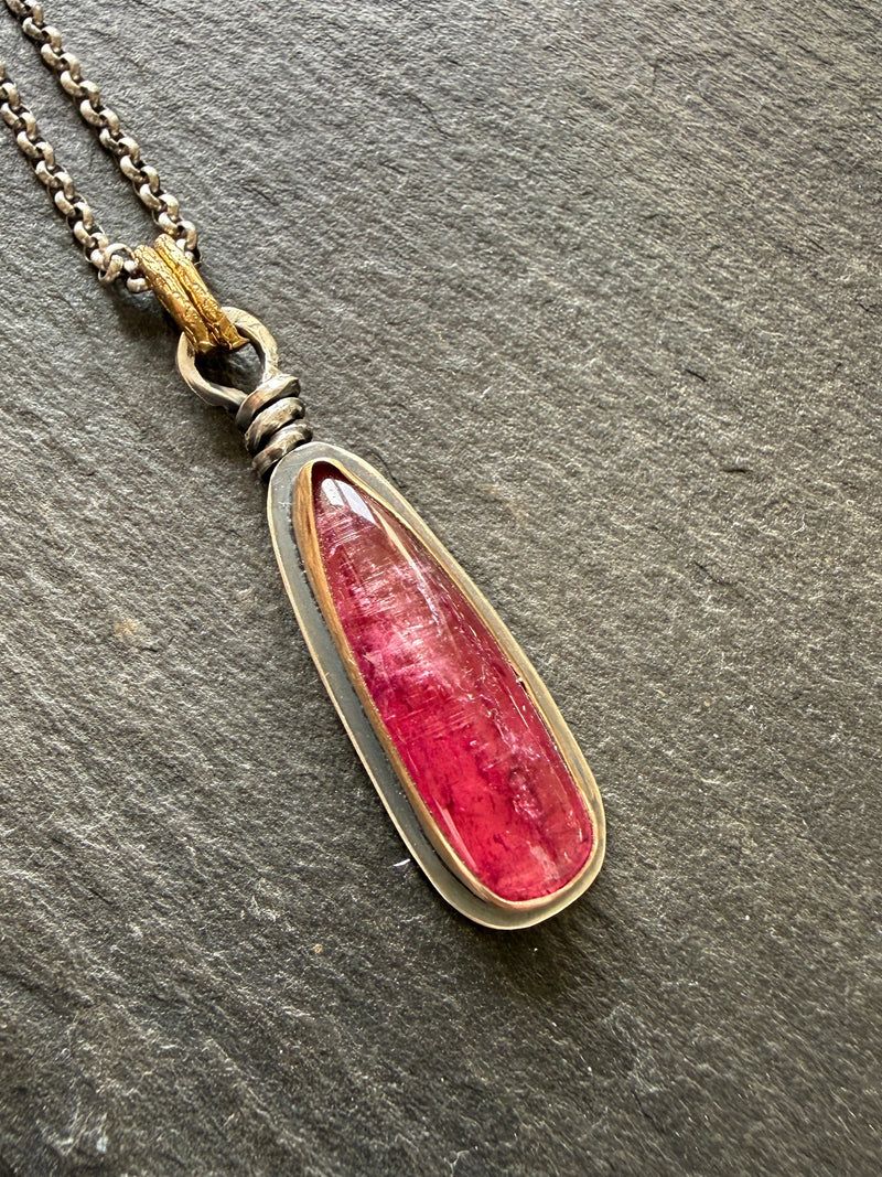 Rubelitte Tourmaline Pendant, handmade in the Netherlands