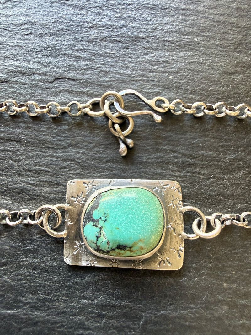 Turquoise and sterling bracelet, handmade in the Netherlands